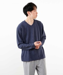 シュリンクジャガードVネックロングスリーブTシャツ