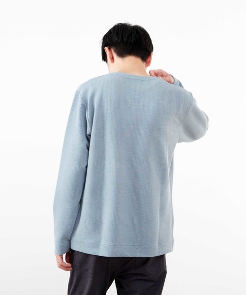 MEN'S MELROSE(メンズメルローズ)の「シュリンクジャガードVネックロングスリーブTシャツ(Tシャツ/カットソー・メンズ・ブルー/ネイビー/ホワイト・4/3/2)」の6枚目の写真