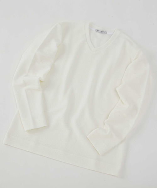 MEN'S MELROSE(メンズメルローズ)の「シュリンクジャガードVネックロングスリーブTシャツ(Tシャツ/カットソー・メンズ・ブルー/ネイビー/ホワイト・4/3/2)」の10枚目の写真