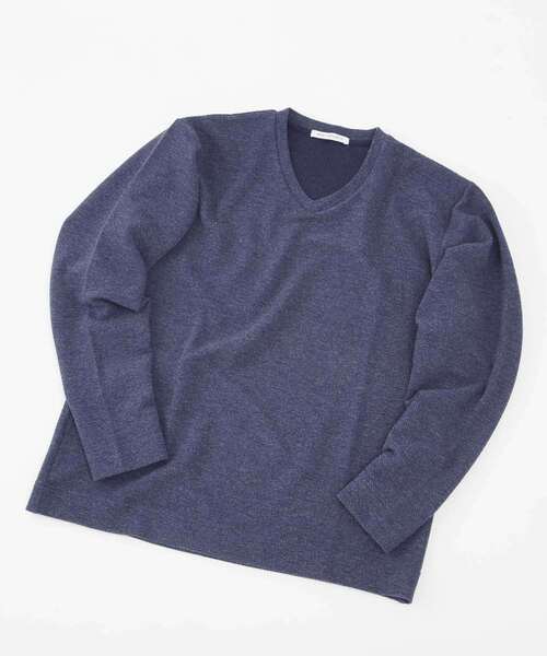 MEN'S MELROSE(メンズメルローズ)の「シュリンクジャガードVネックロングスリーブTシャツ(Tシャツ/カットソー・メンズ・ブルー/ネイビー/ホワイト・4/3/2)」の14枚目の写真