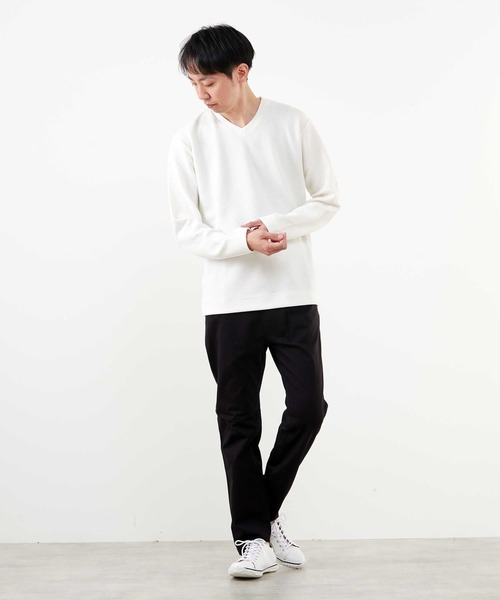MEN'S MELROSE(メンズメルローズ)の「シュリンクジャガードVネックロングスリーブTシャツ(Tシャツ/カットソー・メンズ・ブルー/ネイビー/ホワイト・4/3/2)」の18枚目の写真