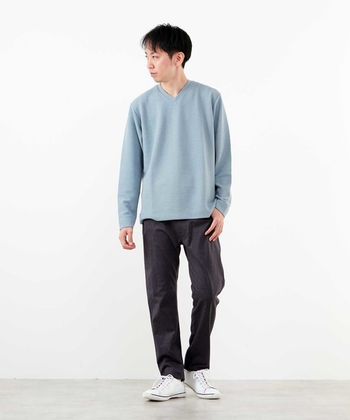 MEN'S MELROSE(メンズメルローズ)の「シュリンクジャガードVネックロングスリーブTシャツ(Tシャツ/カットソー・メンズ・ブルー/ネイビー/ホワイト・4/3/2)」の22枚目の写真