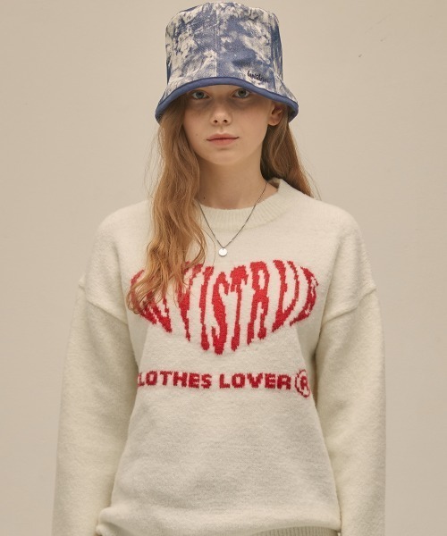 LUVISTRUE(ラヴイズトゥルー)の「PO HEART KNIT(ニット/セーター・レディース・スカイブルー/アイボリー/ブラック・FREE)」の2枚目の写真