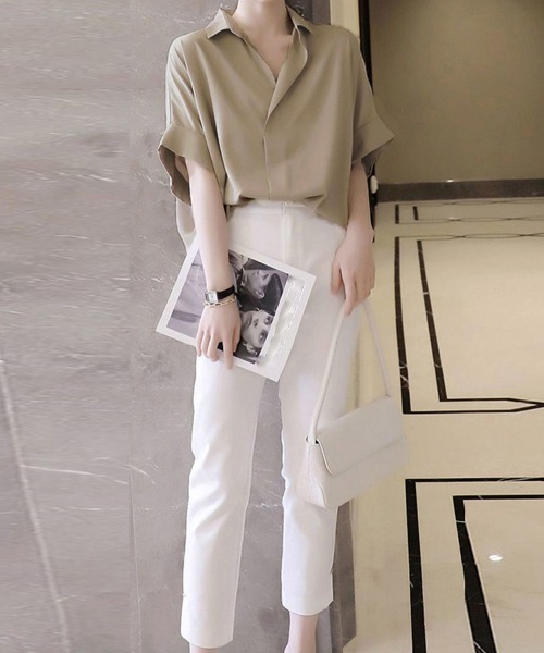 Miniministore(ミニミニストア)の「スキッパーシャツ シフォンシャツブラウス(シャツ/ブラウス・レディース・ホワイト/ライトベージュ・L/M)」の9枚目の写真