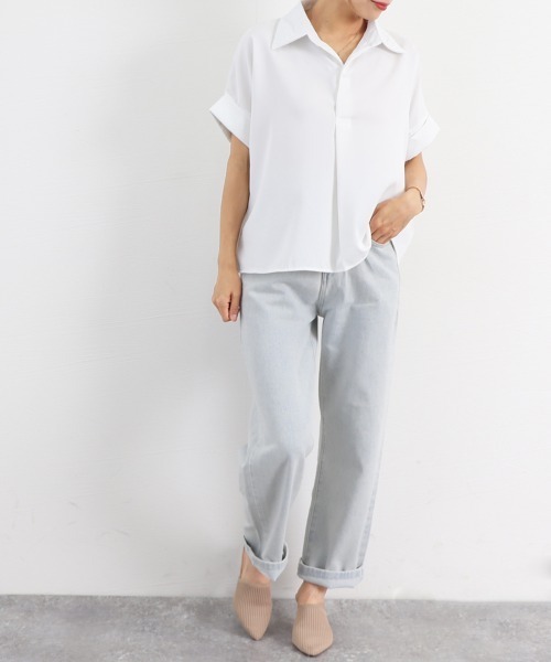 Miniministore(ミニミニストア)の「スキッパーシャツ シフォンシャツブラウス(シャツ/ブラウス・レディース・ホワイト/ライトベージュ・L/M)」の10枚目の写真
