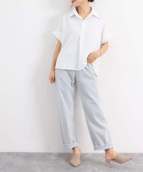 Miniministore(ミニミニストア)の「スキッパーシャツ シフォンシャツブラウス(シャツ/ブラウス・レディース・ホワイト/ライトベージュ・L/M)」の11枚目の写真