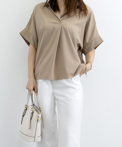 Miniministore(ミニミニストア)の「スキッパーシャツ シフォンシャツブラウス(シャツ/ブラウス・レディース・ホワイト/ライトベージュ・L/M)」の13枚目の写真