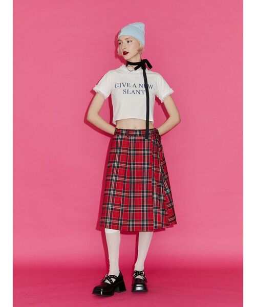 jouetie(ジュエティ)の「ニーレングスラッフプリーツスカート(スカート・レディース・ネイビー/レッド/グリーン・MEDIUM)」の9枚目の写真