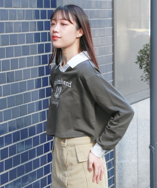 3.3 Field Trip （3.3フィールドトリップ）の「3.3 Field Trip／ハイショクロゴプルオーバー 2105722（スウェット・レディース・グリーン/チャコール・FREE）」の6枚目の写真