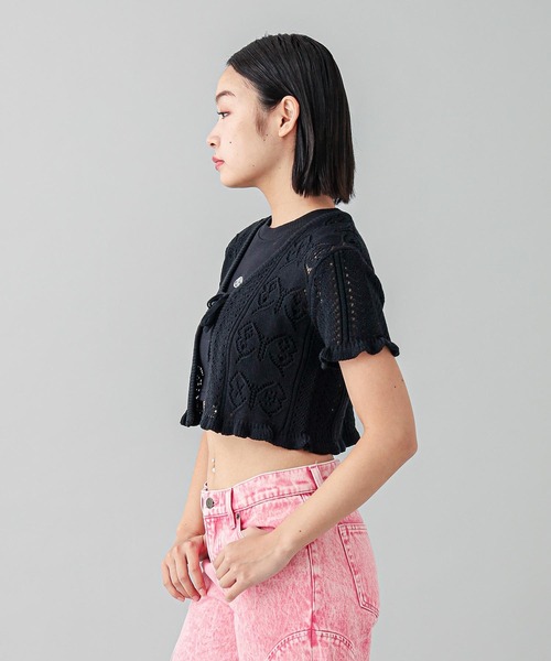 X-girl（エックスガール）の「BUTTERFLY CROCHET CARDIGAN（カーディガン/ボレロ・レディース・ブラック/オリーブ/ホワイト・ONE SIZE）」の5枚目の写真