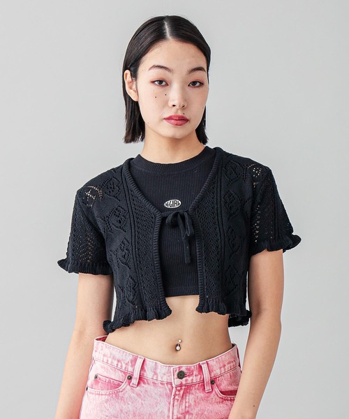 X-girl（エックスガール）の「BUTTERFLY CROCHET CARDIGAN