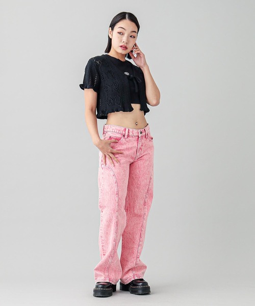 X-girl（エックスガール）の「BUTTERFLY CROCHET CARDIGAN（カーディガン/ボレロ・レディース・ブラック/オリーブ/ホワイト・ONE SIZE）」の7枚目の写真