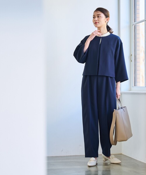 coen（コーエン）の「【RONEL】ダブルクロスノーカラーショートジャケット(セットアップ対応可能)（ノーカラージャケット・レディース・オフホワイト/ブラック/ネイビー・S/M）」の16枚目の写真