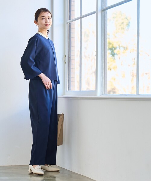 coen（コーエン）の「【RONEL】ダブルクロスノーカラーショートジャケット(セットアップ対応可能)（ノーカラージャケット・レディース・オフホワイト/ブラック/ネイビー・S/M）」の18枚目の写真