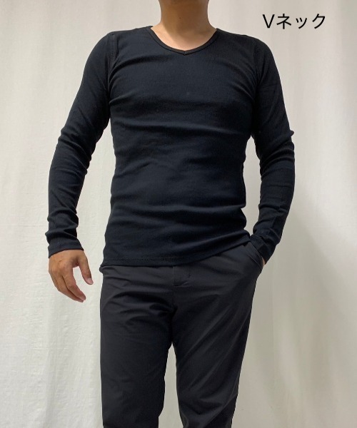 VIBGYOR(ヴィブジョー)の「フライス 長袖 クルーネック&Vネック(Tシャツ/カットソー・メンズ・グレー系その他/杢グレー/ブラック系その他/ブラック/ホワイト/ホワイト系その他・MEDIUM/LARGE)」の4枚目の写真