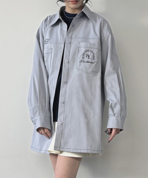 NICOLE CLUB（ニコル　クラブ）の「刺繍ワークシャツ（シャツ/ブラウス・レディース・ブラック/オフホワイト/ブルー・MEDIUM）」の3枚目の写真