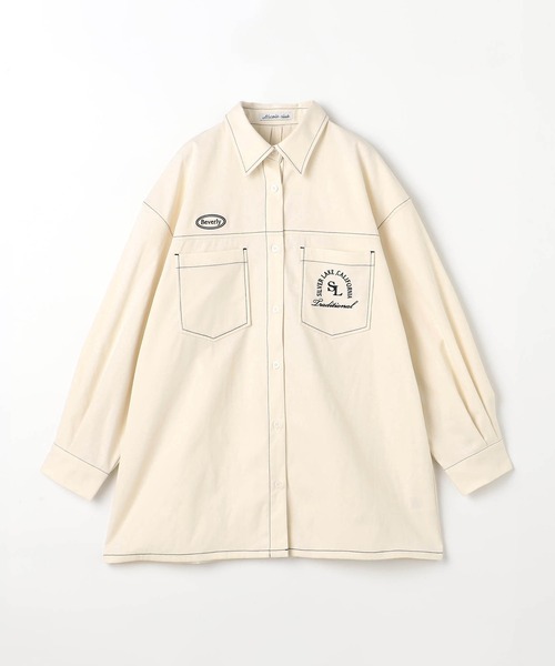 NICOLE CLUB（ニコル　クラブ）の「刺繍ワークシャツ（シャツ/ブラウス・レディース・ブラック/オフホワイト/ブルー・MEDIUM）」の4枚目の写真