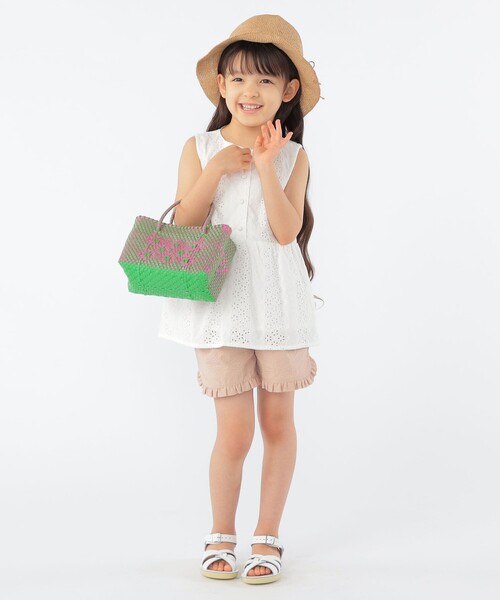 SHIPS（シップス）の「SHIPS KIDS:100～130cm / レース ペプラム ノースリーブ ブラウス（シャツ/ブラウス・キッズ・ライトブルー/ホワイト/サックスブルー・100/110/120/130）」の21枚目の写真