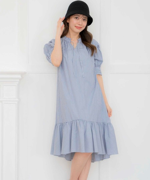大人気完売品♡Noela ノエラ バックリボン ティアードワンピース ブルー M 大人気完売品♡Noela ノエラ バックリボン ティアードワンピース