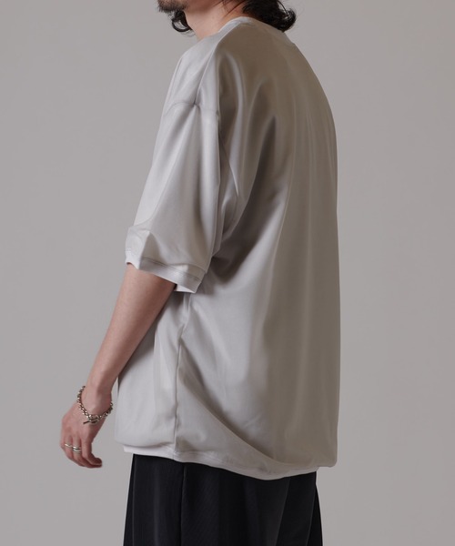 Lui's（ルイス）の「オーガンジーレイヤードTシャツ（Tシャツ/カットソー・メンズ・ブラック/ライトグレー・FREE）」の10枚目の写真