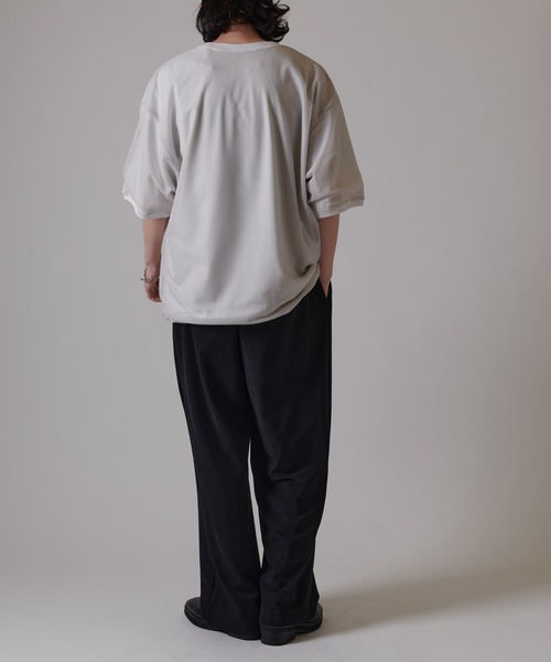 Lui's（ルイス）の「オーガンジーレイヤードTシャツ（Tシャツ/カットソー・メンズ・ブラック/ライトグレー・FREE）」の14枚目の写真