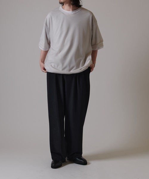 Lui's（ルイス）の「オーガンジーレイヤードTシャツ（Tシャツ/カットソー・メンズ・ブラック/ライトグレー・FREE）」の12枚目の写真