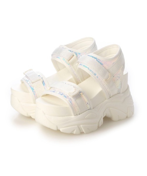 Mafmof(マフモフ)の「Mafmof(マフモフ)10.5cm厚底ボリュームソールスポーツサンダル(サンダル・レディース・ブラック系その他/ホワイト/ブラック・M/L/S/LL)」の8枚目の写真
