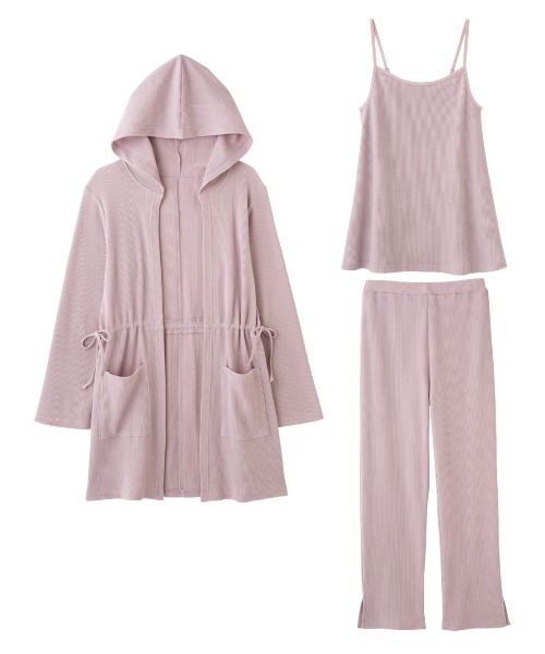 PEACH JOHN（ピーチジョン）の「【キャミ＋フーディ＋ロングパンツ３点セット】サーマルフーディ３点セット（ルームウェア/パジャマ・レディース・ピンク/グレイッシュベージュ・S/M/M/L）」の16枚目の写真