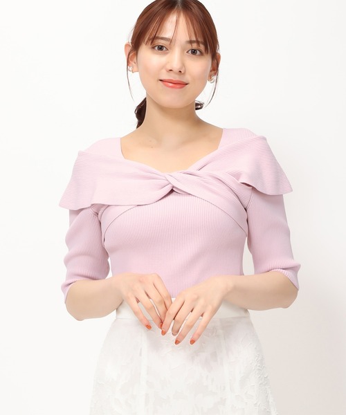 MISCH MASCH(ミッシュマッシュ)の「■2024春夏新作■ねじりリボンリブニット/MM428303(ニット/セーター・レディース・ブルー/ブラック/ピンク/レッド/ホワイト・フリ-)」の5枚目の写真