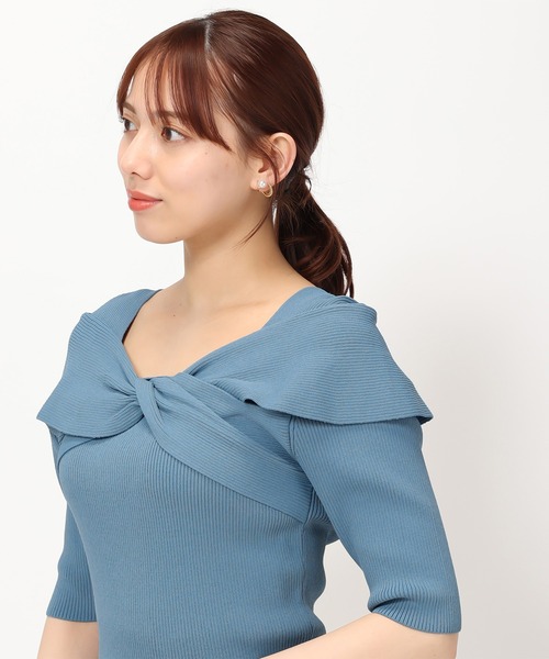 MISCH MASCH(ミッシュマッシュ)の「■2024春夏新作■ねじりリボンリブニット/MM428303(ニット/セーター・レディース・ブルー/ブラック/ピンク/レッド/ホワイト・フリ-)」の15枚目の写真