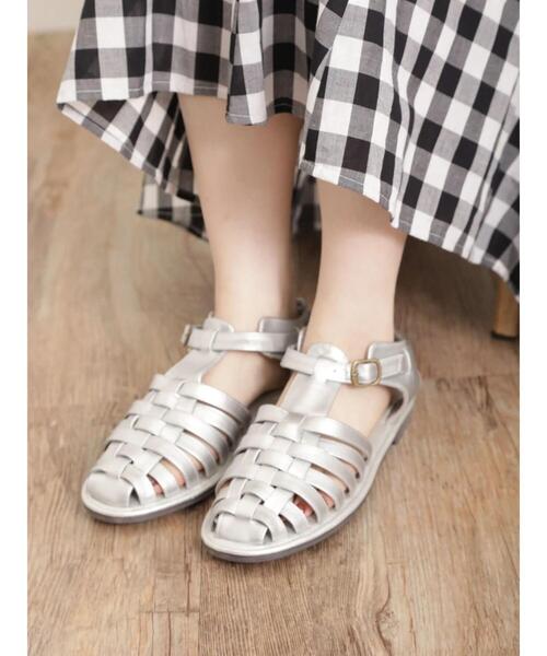 Samansa Mos2（サマンサ モスモス）の「【S/XLサイズ WEB限定】メッシュサンダル（サンダル・レディース・シルバー/ブラック・S/M/L/XL）」の3枚目の写真