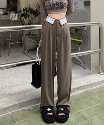 折り返しデザインストレートパンツ
