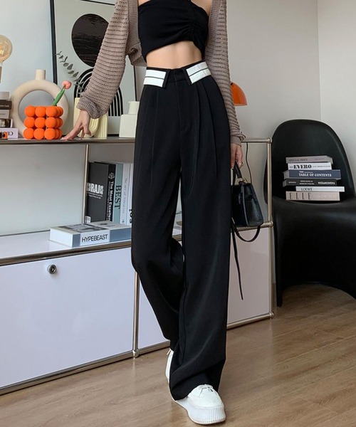 IRADOWL（アイラドール）の「折り返しデザインストレートパンツ（その他パンツ・レディース・モカ/グレー/ブラック・LARGE/MEDIUM/SMALL）」の4枚目の写真