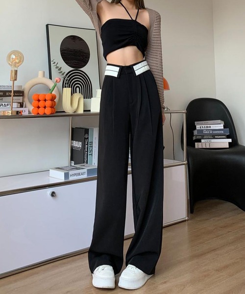 IRADOWL（アイラドール）の「折り返しデザインストレートパンツ（その他パンツ・レディース・モカ/グレー/ブラック・LARGE/MEDIUM/SMALL）」の5枚目の写真