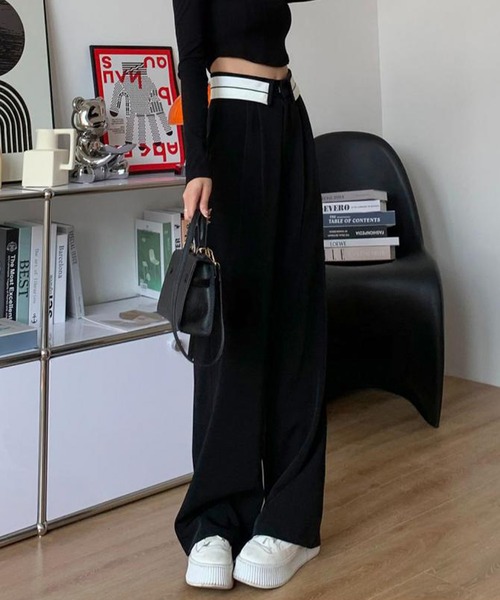 IRADOWL（アイラドール）の「折り返しデザインストレートパンツ（その他パンツ・レディース・モカ/グレー/ブラック・LARGE/MEDIUM/SMALL）」の9枚目の写真