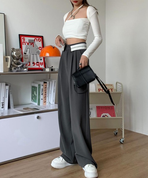 IRADOWL（アイラドール）の「折り返しデザインストレートパンツ（その他パンツ・レディース・モカ/グレー/ブラック・LARGE/MEDIUM/SMALL）」の13枚目の写真