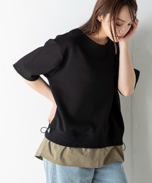 【調整可能シルエット】1枚でレイヤードスタイルがきまるシャツドッキングポンチトップス
