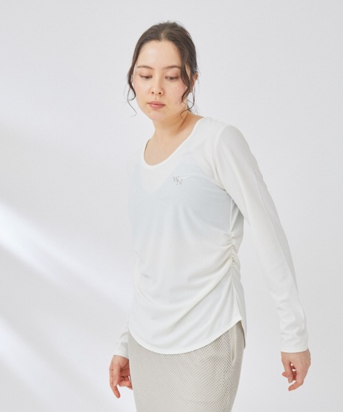 NERGY(ナージー)の「【UVケア】2wayドライタッチシアーロングTシャツ(Tシャツ/カットソー・レディース・ホワイト/ライトグリーン/チャコールグレー・FREE)」の2枚目の写真