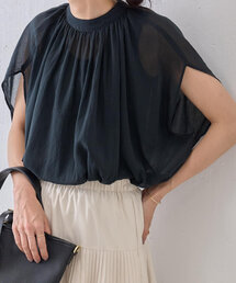 BEARDSLEY | コットンシフォンギャザー丸ブラウス(シャツ/ブラウス)