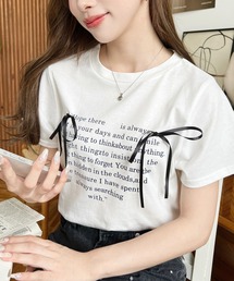 LOULOU select | リボン付きハートロゴプリント半袖Tシャツ(Tシャツ/カットソー)