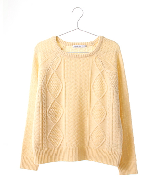 SEVENDAYS=SUNDAY(セブンデイズサンデイ)の「アラン編ニット プルオーバー(ニット/セーター・レディース・レッド/オフホワイト/ネイビー・MEDIUM/LARGE)」の2枚目の写真