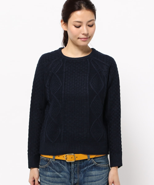 SEVENDAYS=SUNDAY(セブンデイズサンデイ)の「アラン編ニット プルオーバー(ニット/セーター・レディース・レッド/オフホワイト/ネイビー・MEDIUM/LARGE)」の5枚目の写真