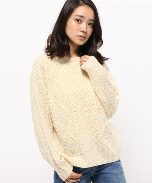 SEVENDAYS=SUNDAY(セブンデイズサンデイ)の「アラン編ニット プルオーバー(ニット/セーター・レディース・レッド/オフホワイト/ネイビー・MEDIUM/LARGE)」の11枚目の写真