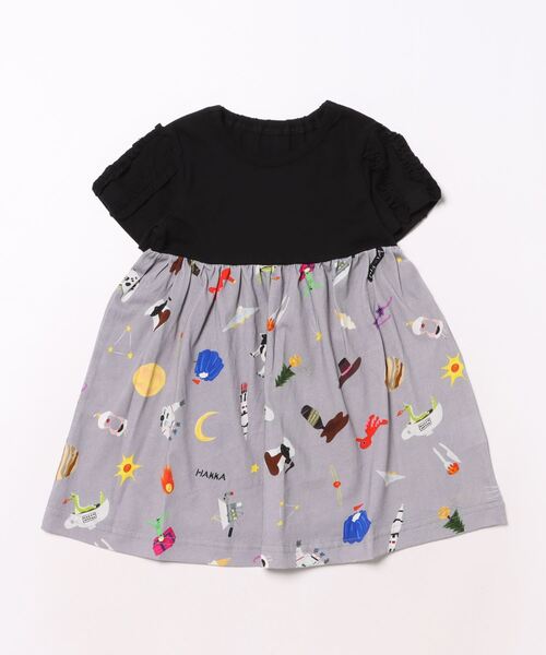 HAKKA BABY（ハッカベビー）の「[ベビー]hakka　kids×Aki　ishibashi　スペースパーティープリントワンピース（ワンピース・キッズ・ブルー/グレー・90cm）」の2枚目の写真