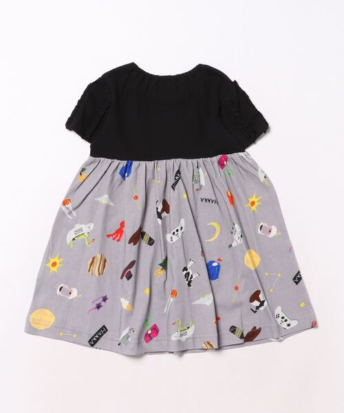 HAKKA BABY（ハッカベビー）の「[ベビー]hakka　kids×Aki　ishibashi　スペースパーティープリントワンピース（ワンピース・キッズ・ブルー/グレー・90cm）」の3枚目の写真