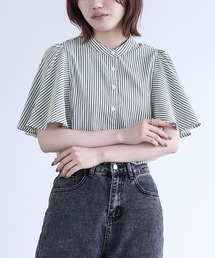 n'OrLABEL | 『ストライプ柄フレアスリーブブラウス』(シャツ/ブラウス)