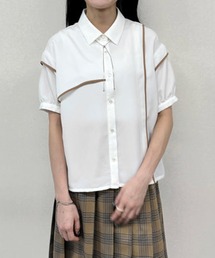 配色パイピング アシンメトリーブラウス