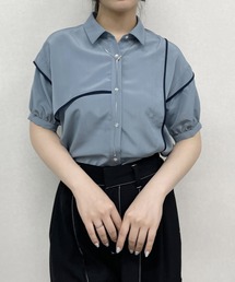 配色パイピング アシンメトリーブラウス
