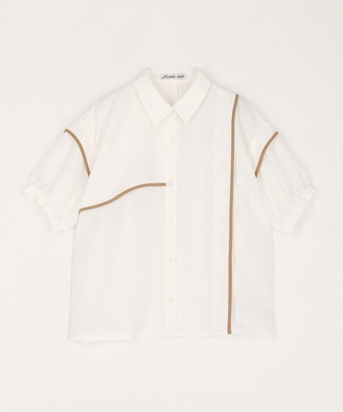 NICOLE CLUB（ニコル　クラブ）の「配色パイピング アシンメトリーブラウス（シャツ/ブラウス・レディース・ブルー/オフホワイト/ブラック・MEDIUM）」の4枚目の写真