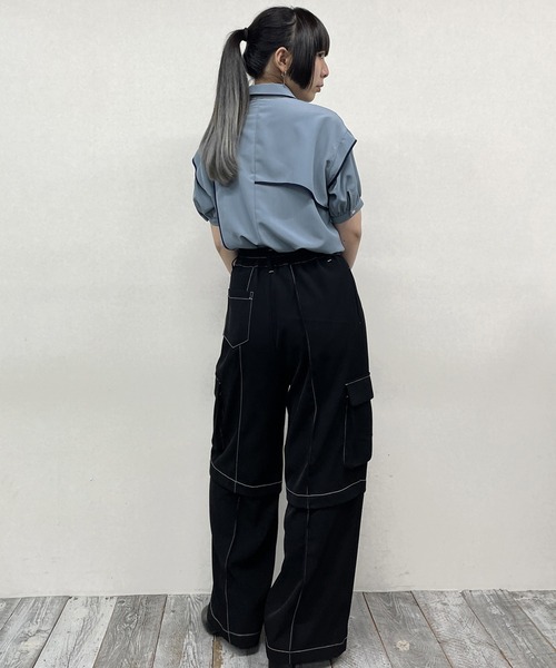NICOLE CLUB（ニコル　クラブ）の「配色パイピング アシンメトリーブラウス（シャツ/ブラウス・レディース・ブルー/オフホワイト/ブラック・MEDIUM）」の17枚目の写真